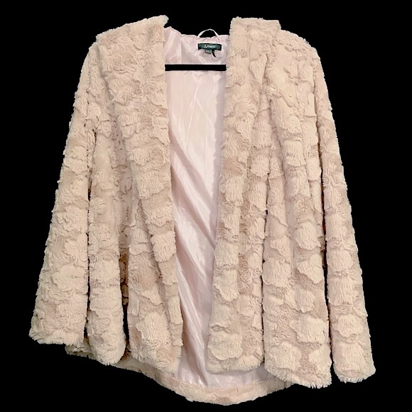 & Merci Jackets & Blazers - & Merci Faux Fur Blush Pink Hooded Open Front Jacket